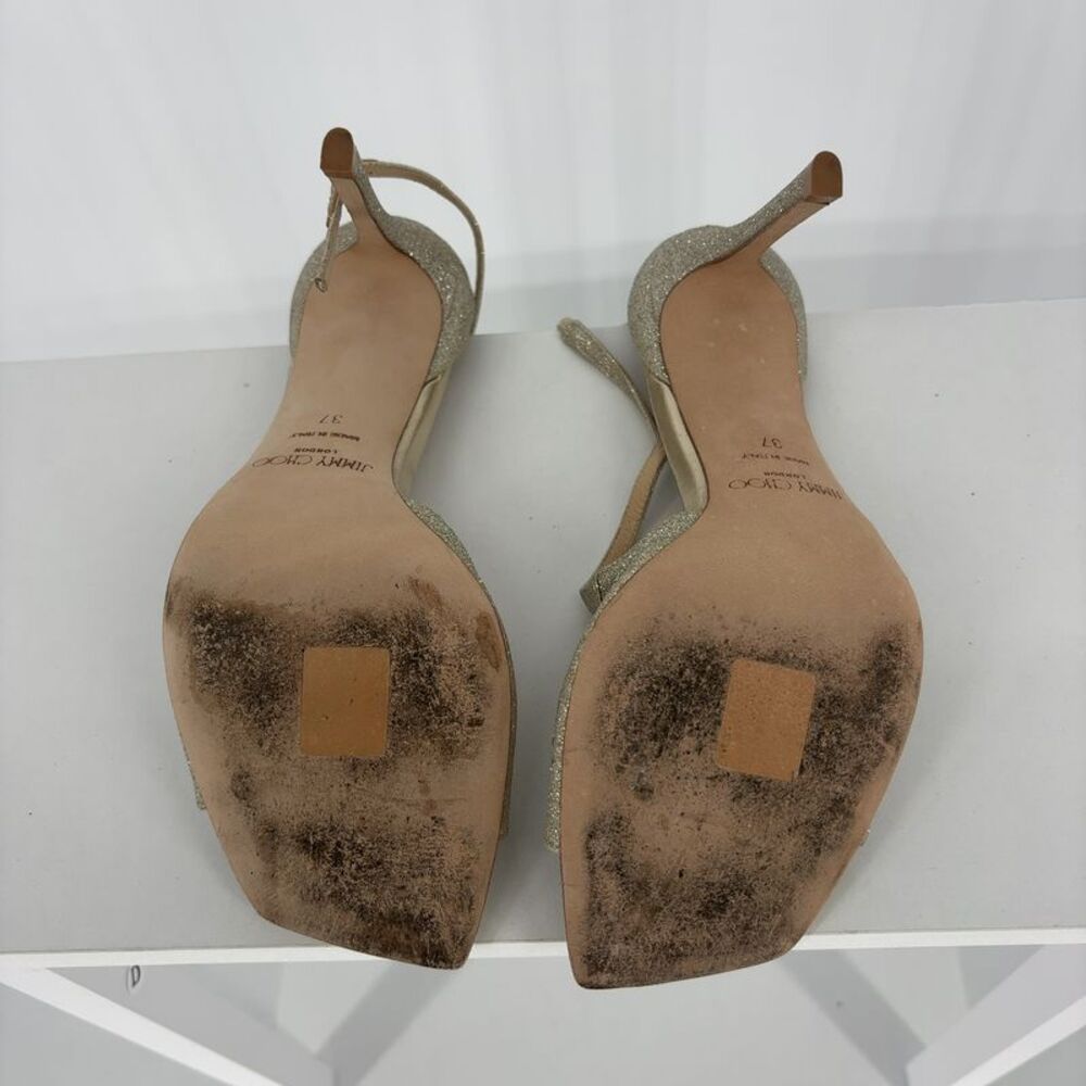 Jimmy Choo Platinum Ice Dusty Glitter Sandals - Picture 5 of 5